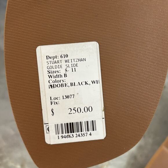 Stuart Weitzman Goldie Slide Adobe Chiffon Calf Size 5B - Picture 7 of 9